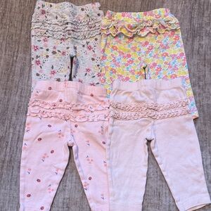 Floral and Ruffled Baby Leggings Set
